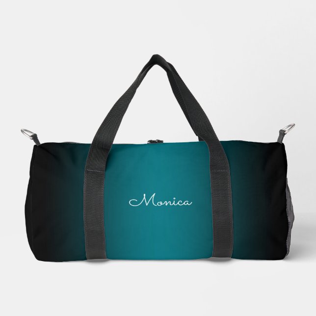 Black Edge Teal Ombre Duffle Bag (Front)