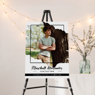 Black Edgy Abstract Torn Photo Graduation Foam Board