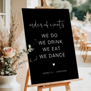 Black Edgy Wedding Order of Events Schedule Foam Board