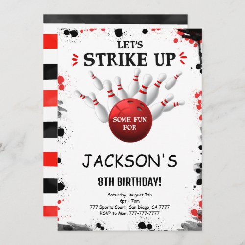 Black Editable Bowling Invitation