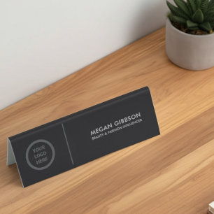 Black Editable Name Template Logo Office Business Table Tent