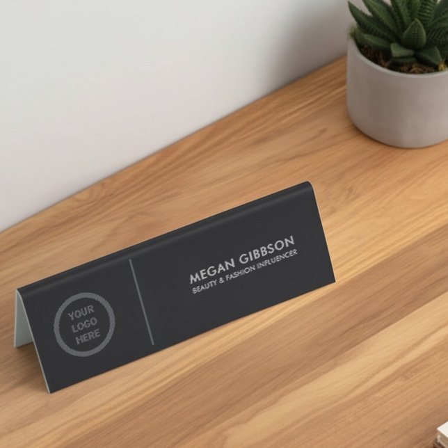 Black Editable Name Template Logo Office Business Table Tent (Creator Uploaded)