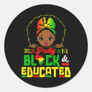 Black Educated Black History Kids Girls Juneteenth Classic Round Sticker