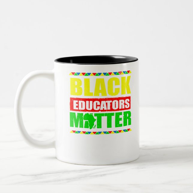 Black Educators Matter Black History Month Gifts Two-Tone Coffee Mug (Left)