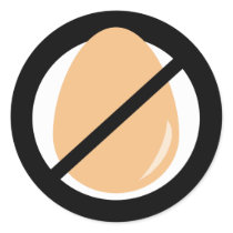 Black Egg Free No Eggs Allergy Warning Classic Round Sticker
