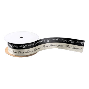 Black & Eggshell Stripe Personalized Text Ribbon