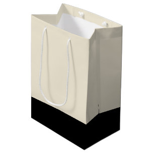 Black & Eggshell White Unisex Color Block Medium Gift Bag