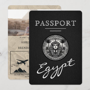 Black Egypt Passport Wedding Invitation