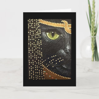 Black Egyptian Cat Halloween Card