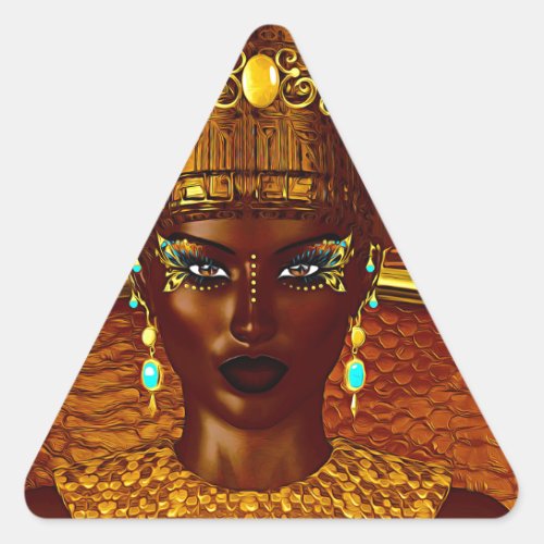 Black Egyptian princess in our modern digital art Triangle Sticker