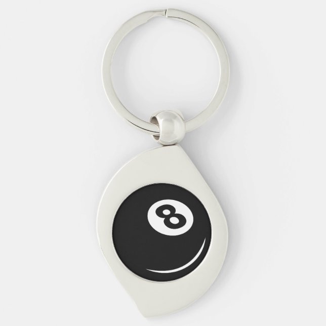 Black eightball keychain gift for pool player (Front)