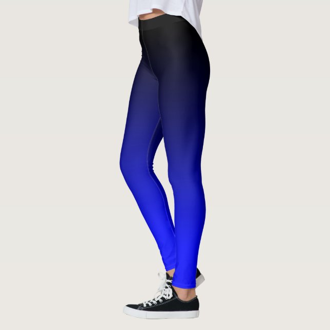 Black Electric Blue Ombre Gradient Leggings (Left)