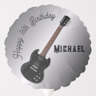 Black Electric Guitar Birthday Teen Boy Balloon