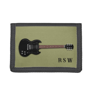 Black Electric Guitar Boys Personalized Wallet