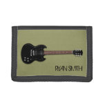 Black Electric Guitar Boys Personalized Wallet at Zazzle