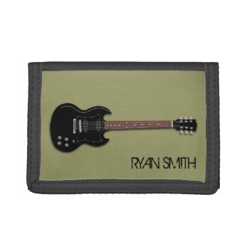 Black Electric Guitar Boys Personalized Wallet by PartyPrep at Zazzle