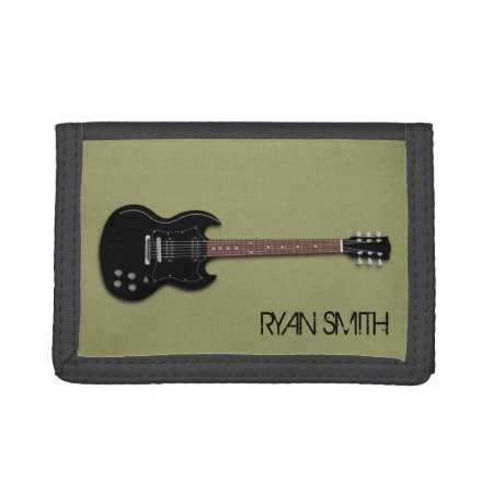 Black Electric Guitar Boys Personalized Wallet
