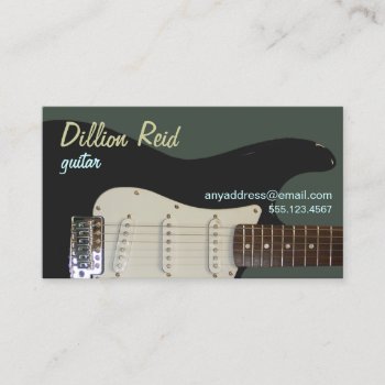 Black Electric Guitar Business Card by sm_business_cards at Zazzle
