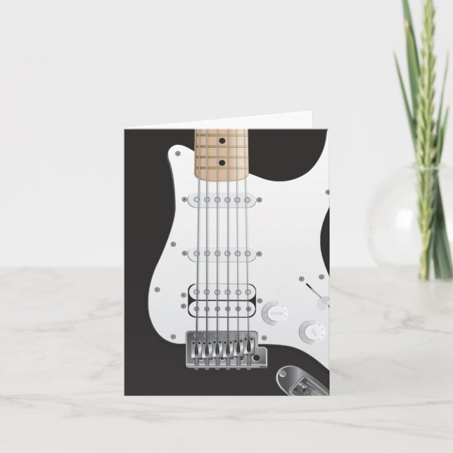 Black Electric Guitar Note Card design (Front)