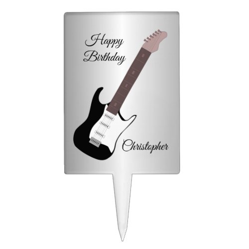 Black Electric Guitar Personalised Birthday Cake Topper
