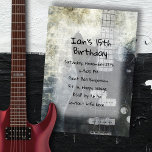 Black Electric Guitar Teen Sons Birthday Invitation<br><div class="desc">Birthday party invitations for a teenager.  Grunge guitar design with hand-printed font in black.  Black and white,  neutral tones with bricks and splotches.  Customize text in two places for a teen boy's birthday party.  Buy as a printed or downloadable card to easily share with friends and family.</div>