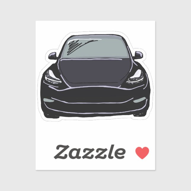 Black Electric Vehicle SUV Car Drawing Sticker (Sheet)