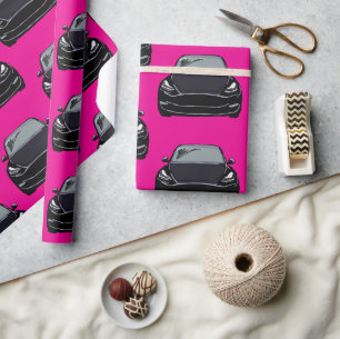 Black Electric Vehicle SUV Car Pink Background Wrapping Paper