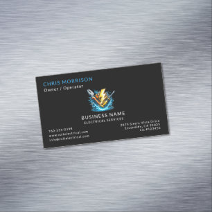 Black Electrician Services Professional Business Card Magnet
