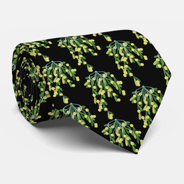 Black elegance Christmas mistletoe Neck Tie (Rolled)