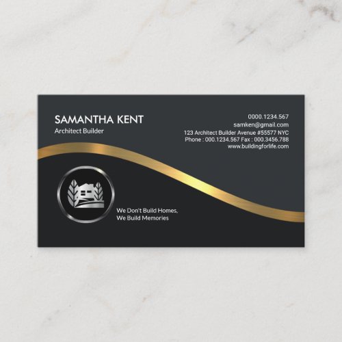 Black Elegance Gold Wave Iconic Icon Architect Business Card