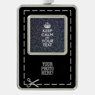 Black Elegance Keep Calm Your Text Christmas Ornament