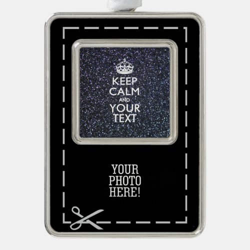 Black Elegance Keep Calm Your Text Christmas Ornament