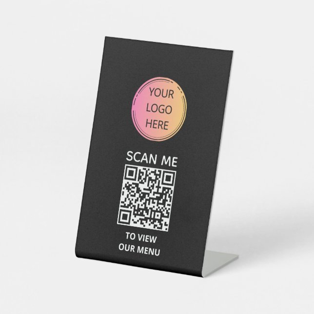 Black Elegance QR Menu Sign (Front)