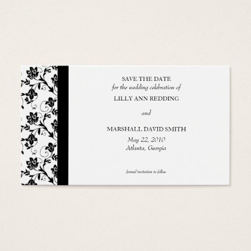 Customizable Black Elegance Save The Date Card Business Cards