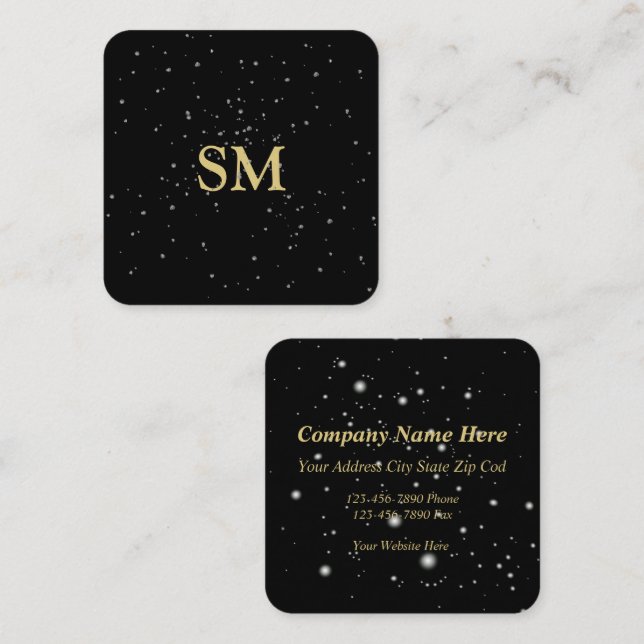 Black elegance  square business card (Front/Back)