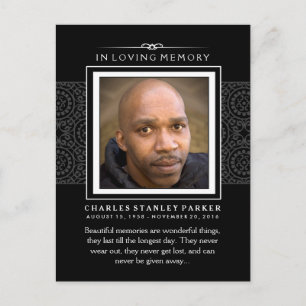 Black Elegance Sympathy Thank You Photo PostCard