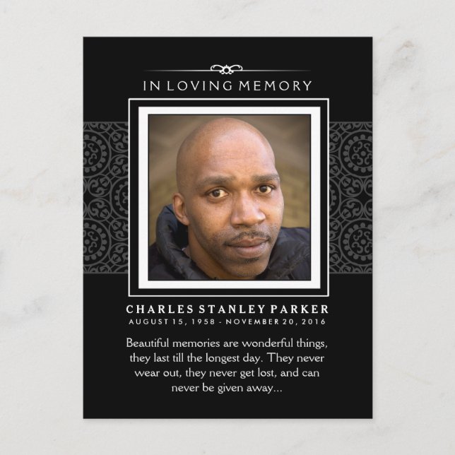 Black Elegance Sympathy Thank You Photo PostCard (Front)