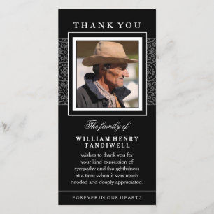 Black Elegance Thank You Memorial Photo Card