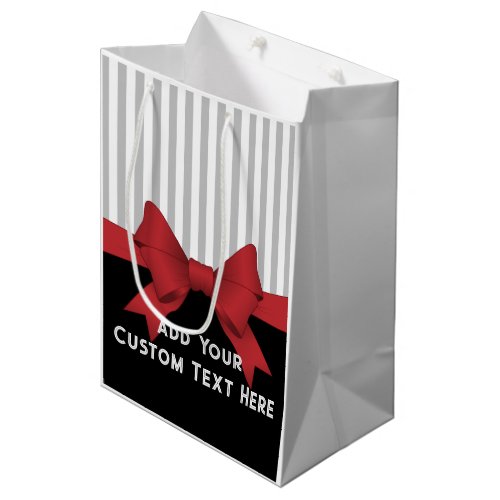Black Elegance with Red Ribbon and Stripe Medium Gift Bag