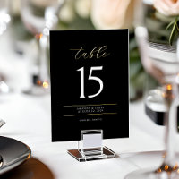Black Elegant and Minimal Foil Table Number Cards