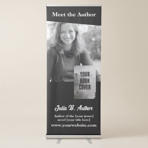 Black Elegant Author Book Signing and Book Launch Retractable Banner