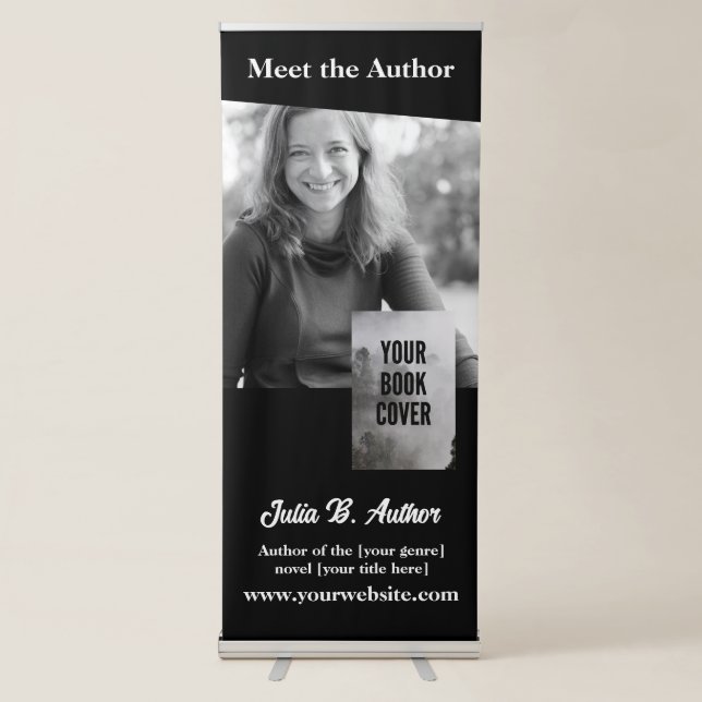 Black Elegant Author Book Signing and Book Launch Retractable Banner (Front)