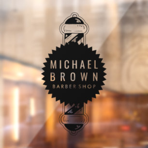 black elegant Barber Shop business pole logo Window Cling