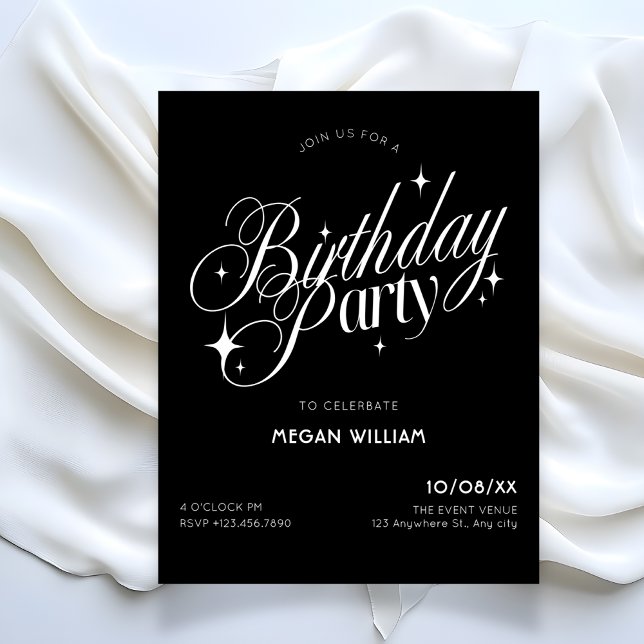 Black elegant birthday invitation (Creator Uploaded)