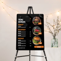 Black Elegant Burger Restaurant Menu Invitation