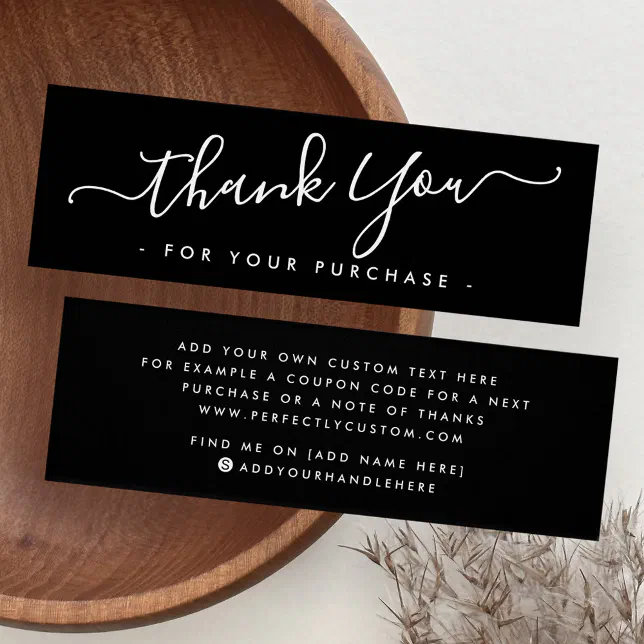Black elegant business thank you insert card | Zazzle