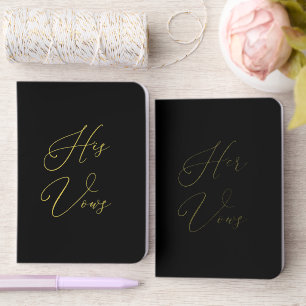 Black Elegant Calligraphy Script His and Hers Foil Vow Books