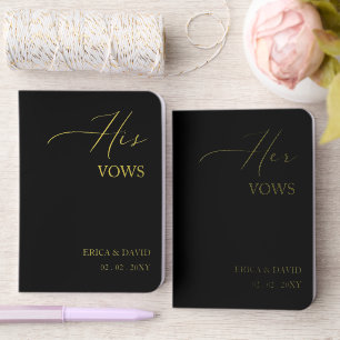 Black Elegant Calligraphy Script His and Hers Foil Vow Books