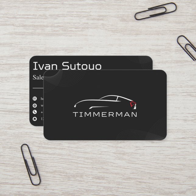 Black Elegant Car Sales  Business Card (Front/Back In Situ)