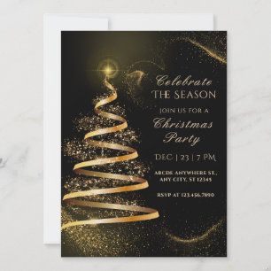 black elegant celebrate christmas holiday season invitation